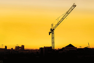 Photo of the Tempe skyline at dusk, looking west toward downtown Phoenix.